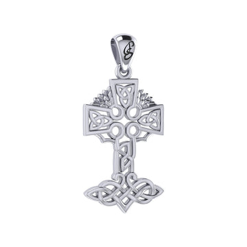 Celtic Tree of Life Irish Cross Sterling Silver Pendant TPD6123